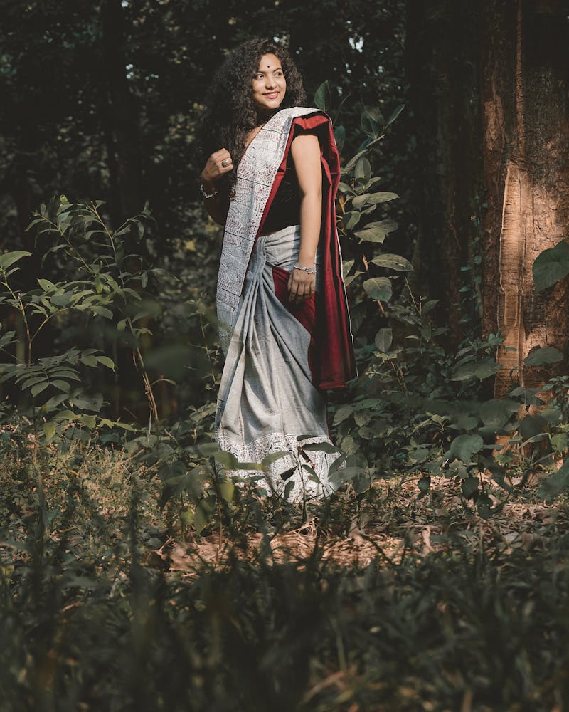 Net Dupatta — Emerald & Silver Zari All Borders