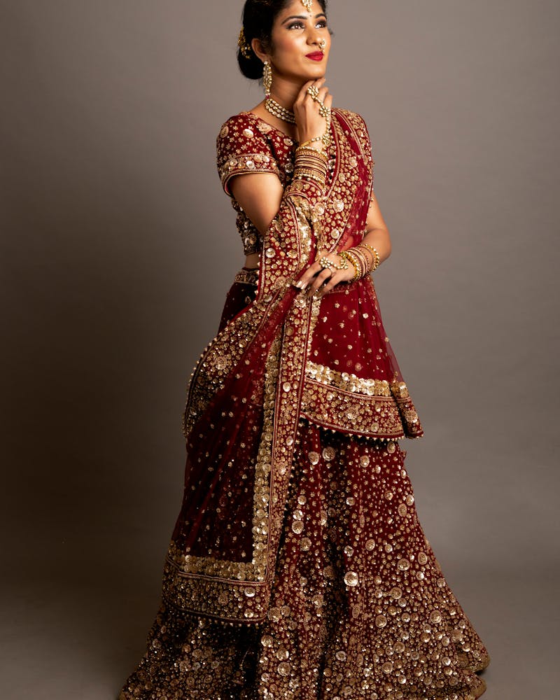 Organza Ombre Lehenga — White to Gold